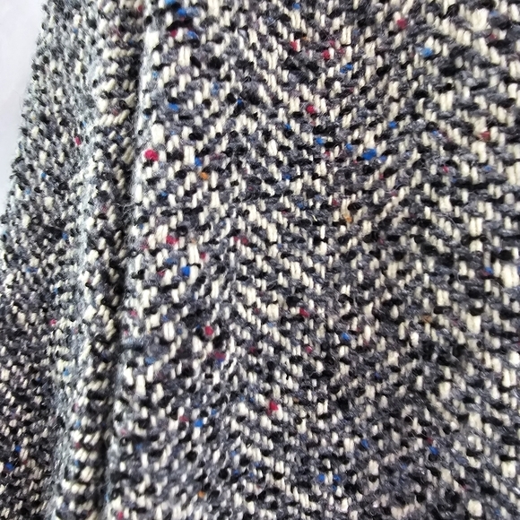 Vintage Coat Womens 1X Gray Wool Tweed Words 80s 90s Pleated Slouchy Korea - Picture 12 of 14